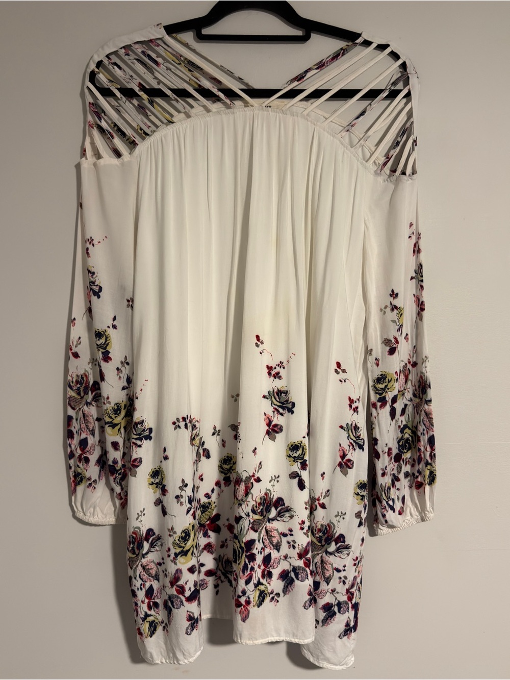 entro White Floral Mini Dress with Strappy Yoke